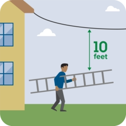 keep ladders away from overhead power lines