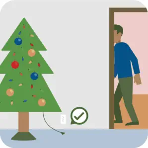 unplug christmas tree lights when away from home
